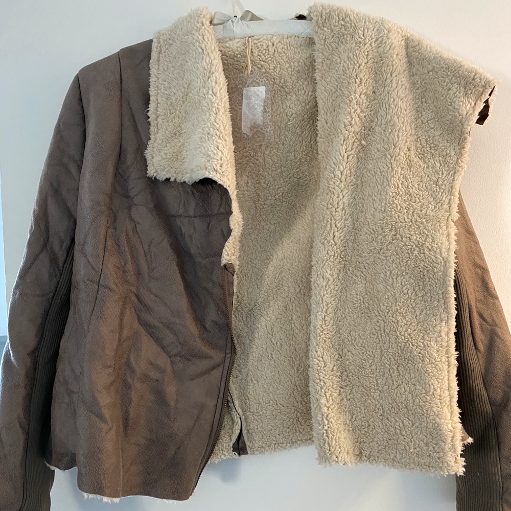 Zipper Suede Fuzzy Jacket